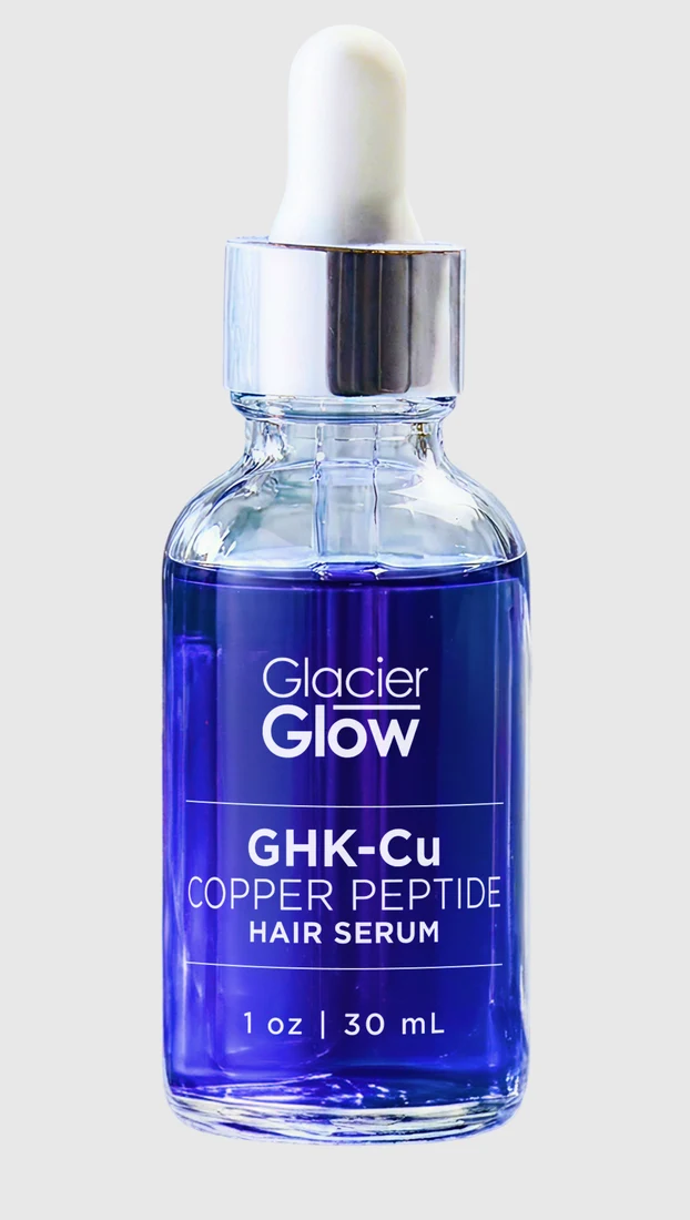 The GlacierGlow GHK-Cu Copper Peptide Hair Serum bottle