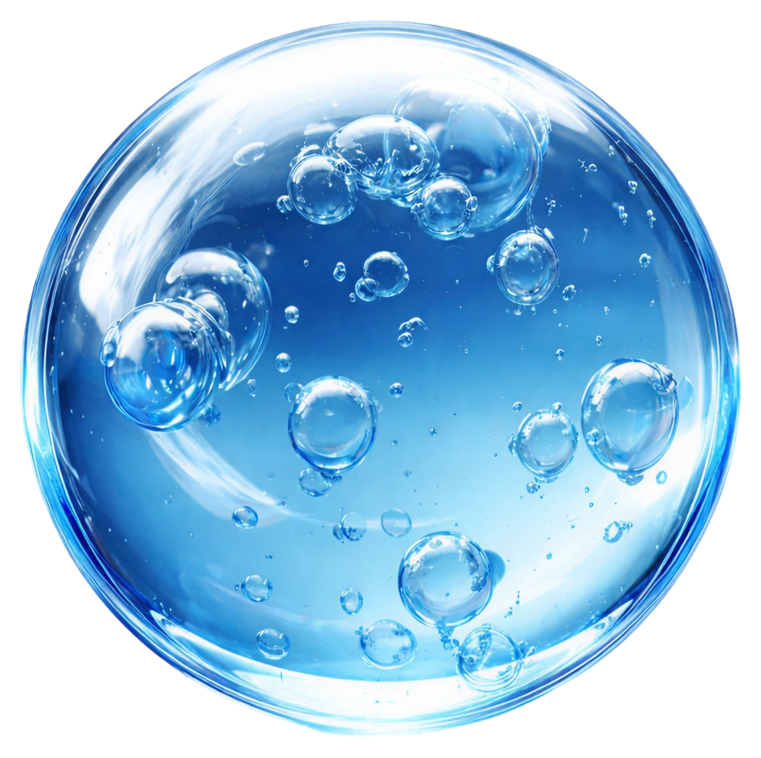 A glowing blue GHK-Cu copper peptide serum sphere